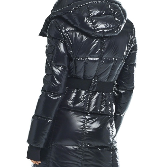 Sam. Noho Belted Down Coat in glossy jet black - Picture 2 of 6
